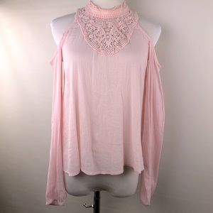Hollister Light Pink Cold Shoulder Top